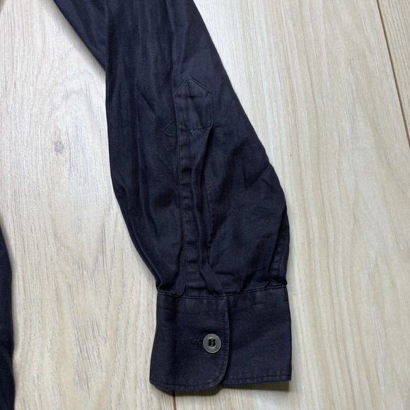 Ermenegildo Zegna Herringbone Button Down Shirt Mens Small Made In Italy Black - Picture 12 of 16